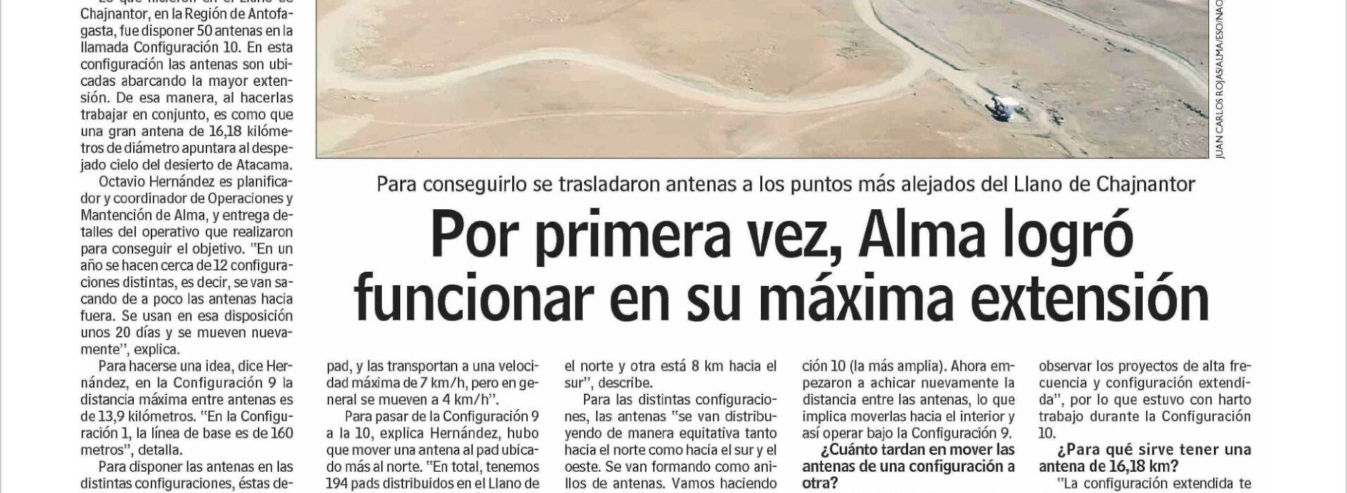 Por primera vez, Alma logró funcionar en su máxima extensión